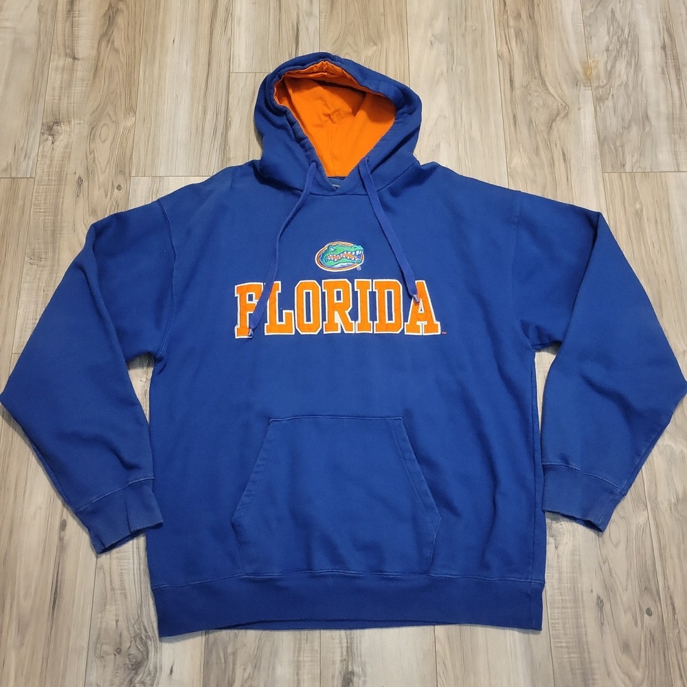 Vintage Florida Gators Hoodie Mens Large Blue  Spellout Logo Y2k Pullover NCAA